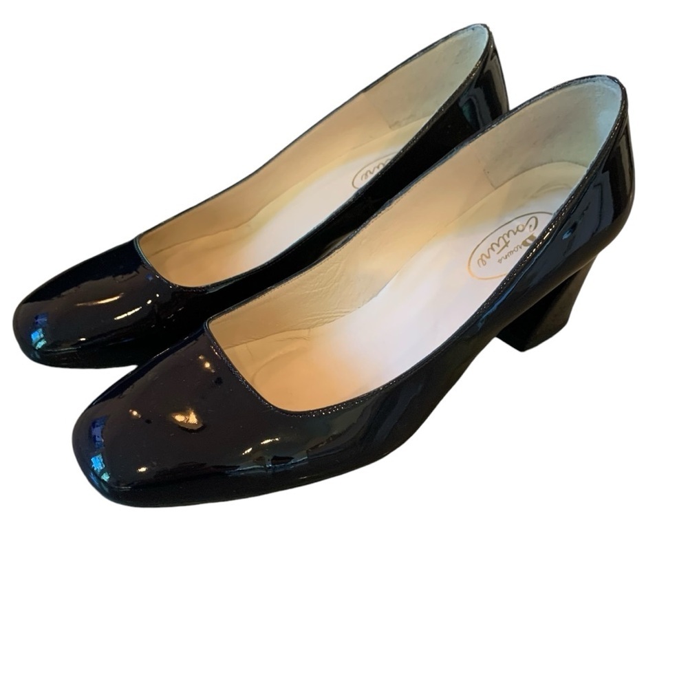 Browns Couture sz 38 Women's Patent Leather Square Toe Flare Block Heels - Picture 2 of 10